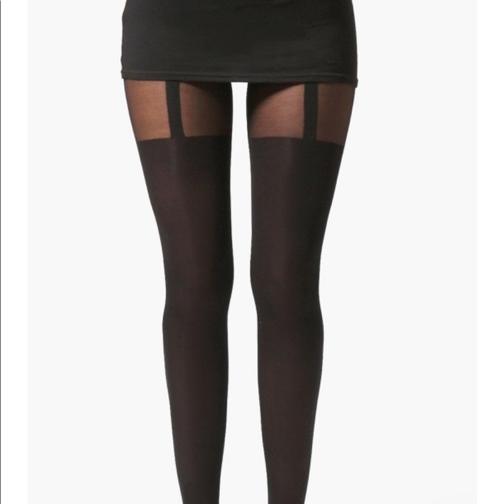 Mock suspenders tights